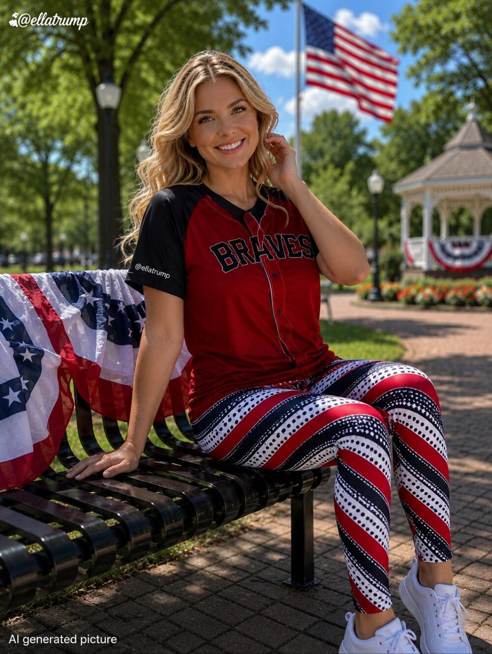 Patriotic Set LulaRoe Leggings T/C & Holloway Braves XXL Shirt